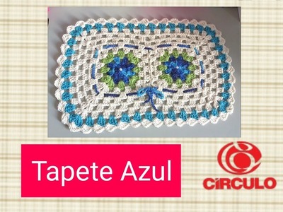 Versão canhotos:Tapete azul para iniciante em crochê # Elisa Crochê