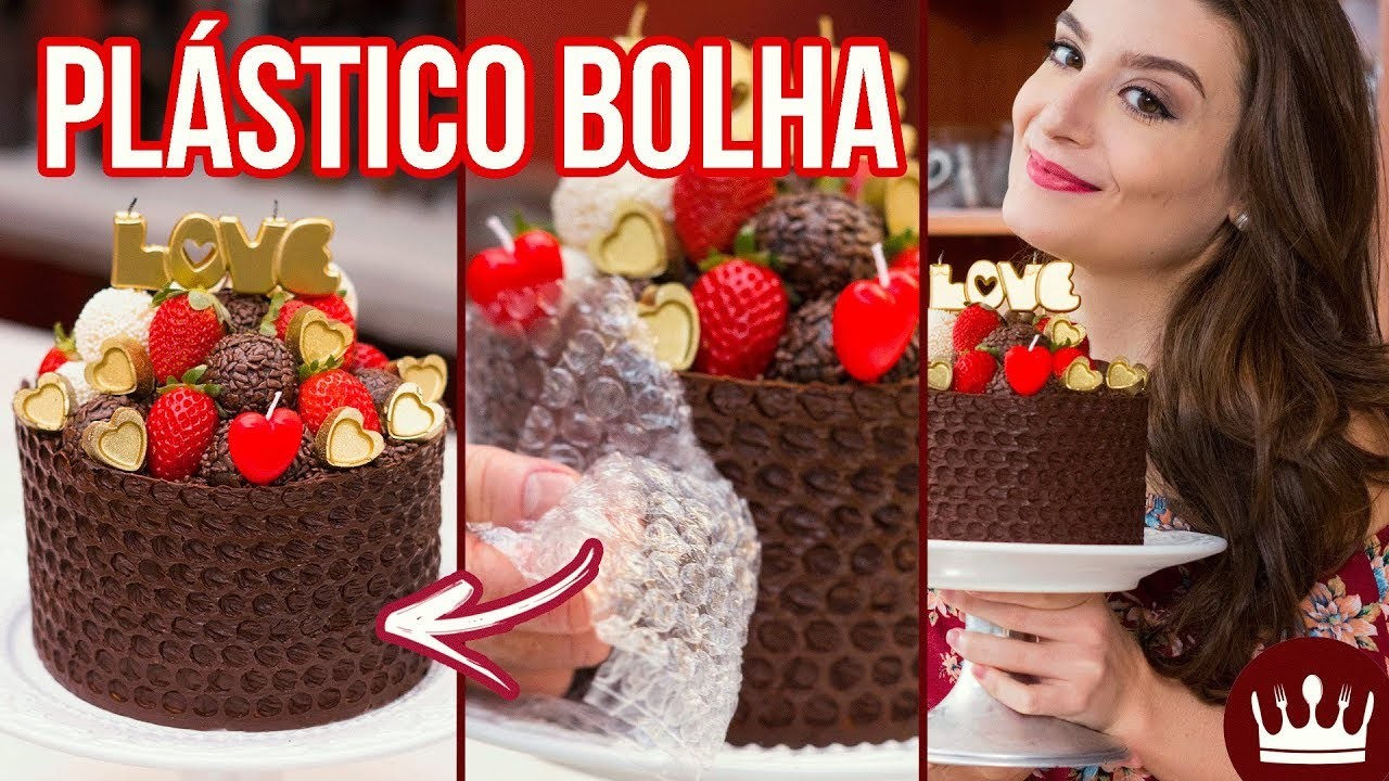 BOLO PLÁSTICO BOLHA COM CHOCOLATE (DRESSED CAKE) - Receita Namorados | Cozinha Bom Gosto: Gabi Rossi