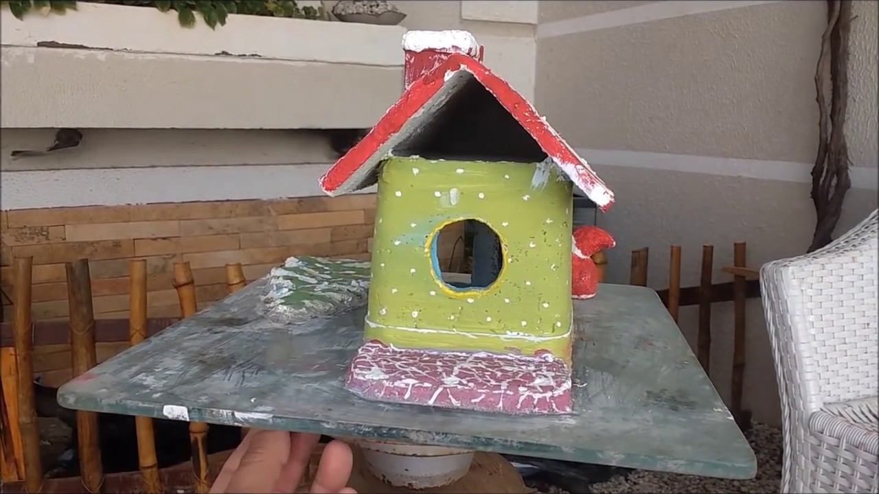 Casa de passarinho de concreto, casa para mini jardim, miniature garden. bird house.