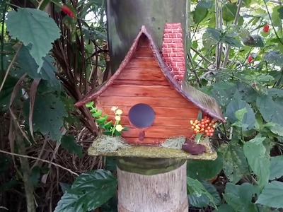 Casinha de passarinho em PVC - Pode molhar - Decoração em Jardim.