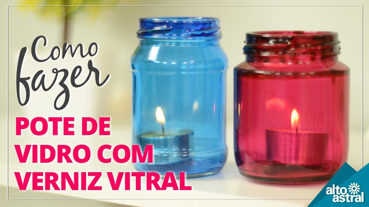 Como fazer pote de vidro com verniz vitral