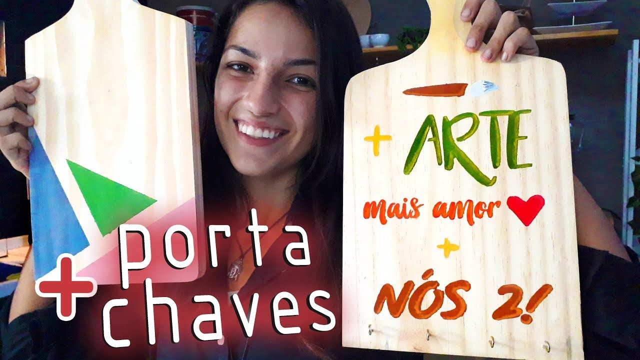 Como fazer TABUA de MADEIRA PINTADA e PORTA CHAVES para decoração de cozinha | Amanda Alves DIY