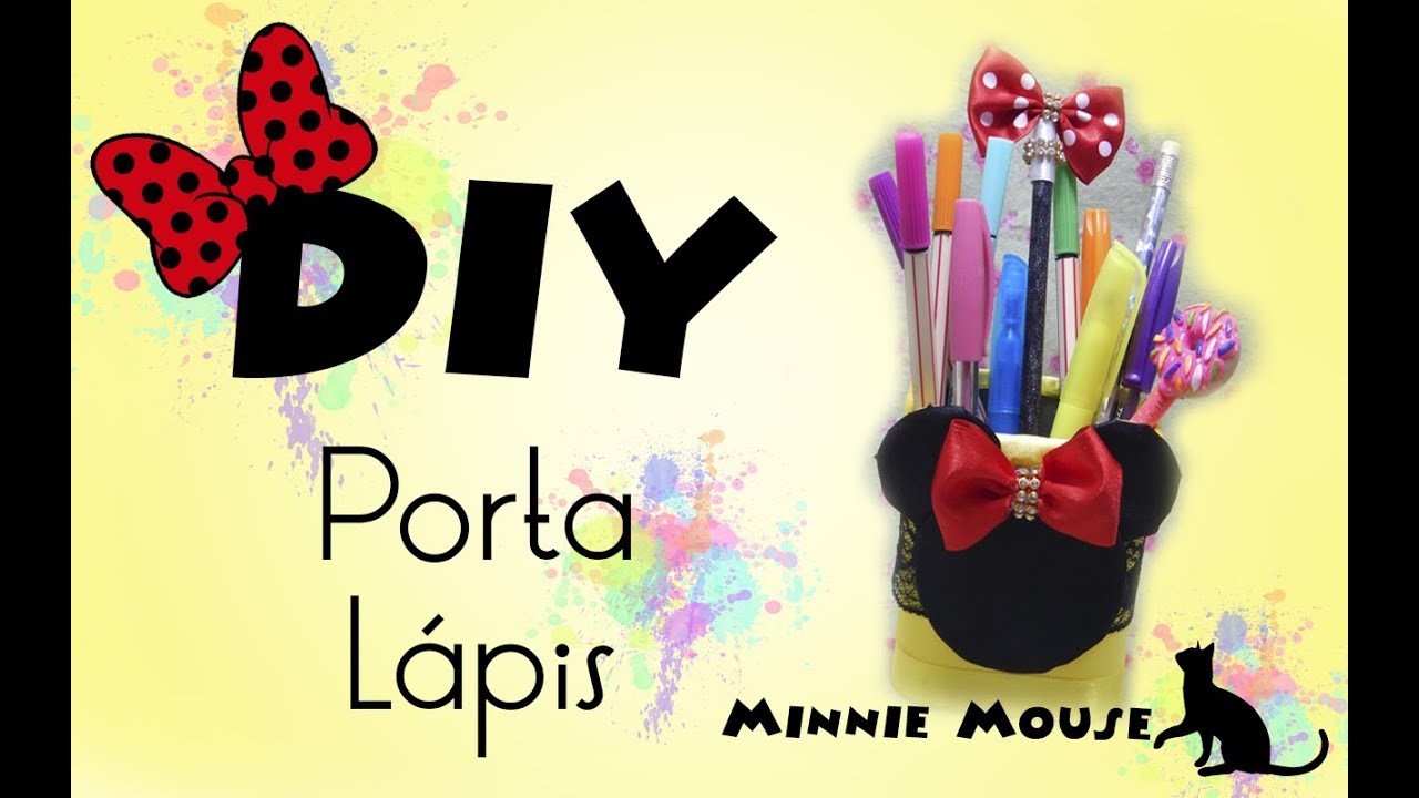 Como Reutilizar Lata de Alumínio - DIY: Porta Lápis da Minnie Mouse - Faça Você Mesmo