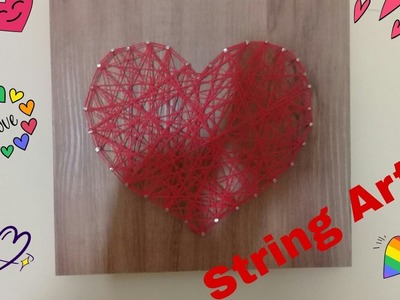 Diy String Art coração ❤ (quadro de pregos e linha) #decorando minha casa