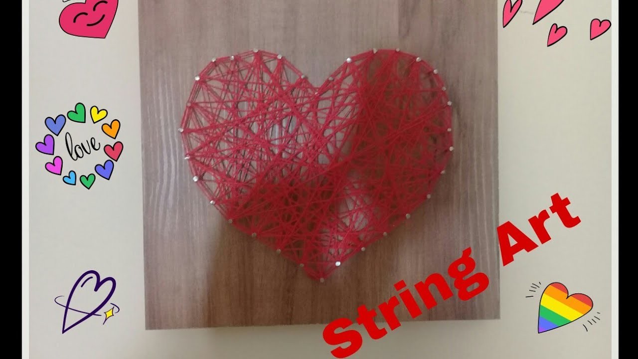 Diy String Art coração ❤ (quadro de pregos e linha) #decorando minha casa