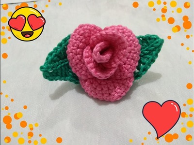 Flor e Folha em crochê - Amigurumi #04