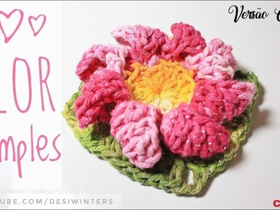 Flor Simples de Crochê |Versão Canhoto| - Artes da Desi