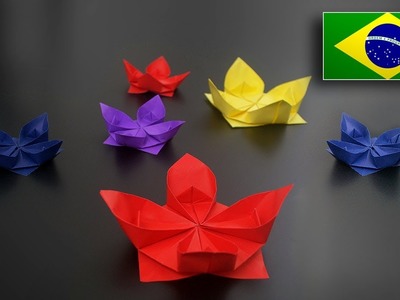 Origami: Flor de Lótus Simples - Instruções em Português BR
