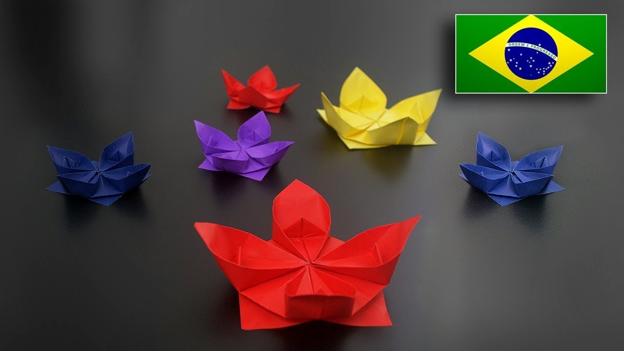 Origami: Flor de Lótus Simples - Instruções em Português BR
