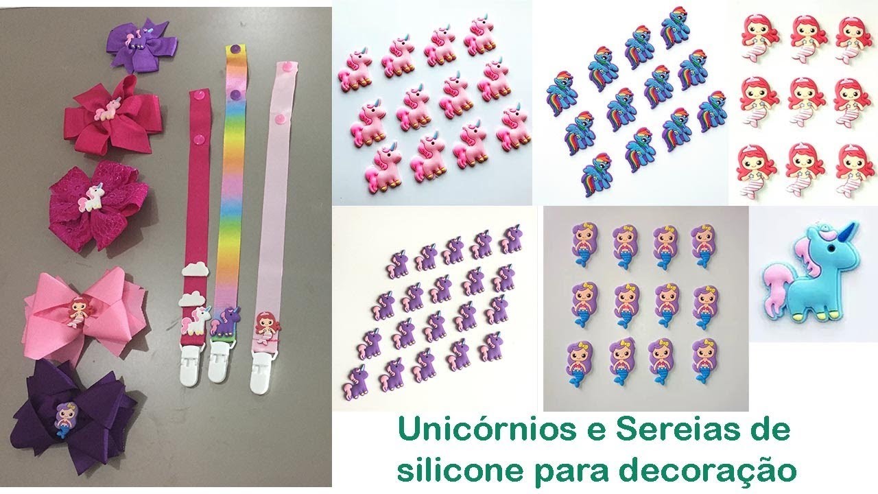 Unicórnio e Sereia de silicone para decoração (compra)
