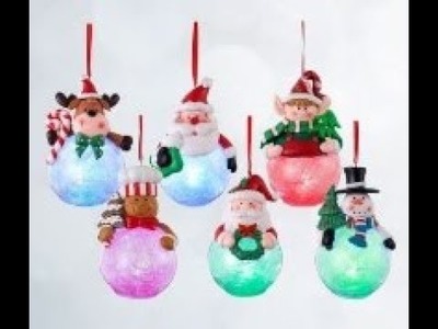 Bonecos Enfeites Natalinos com Luz LED para Decoração de Árvore de Natal