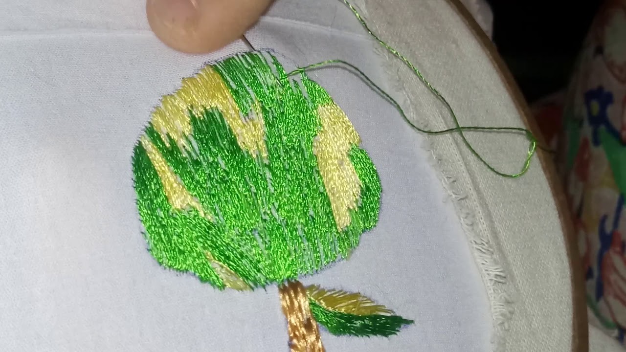 Bordado a mão  Hand Embroidery Work - maça em ponto chinês -