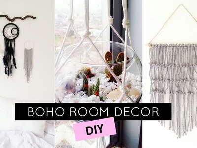 DIY EASY BOHO ROOM DECOR | Decoração TUMBLR para quarto!