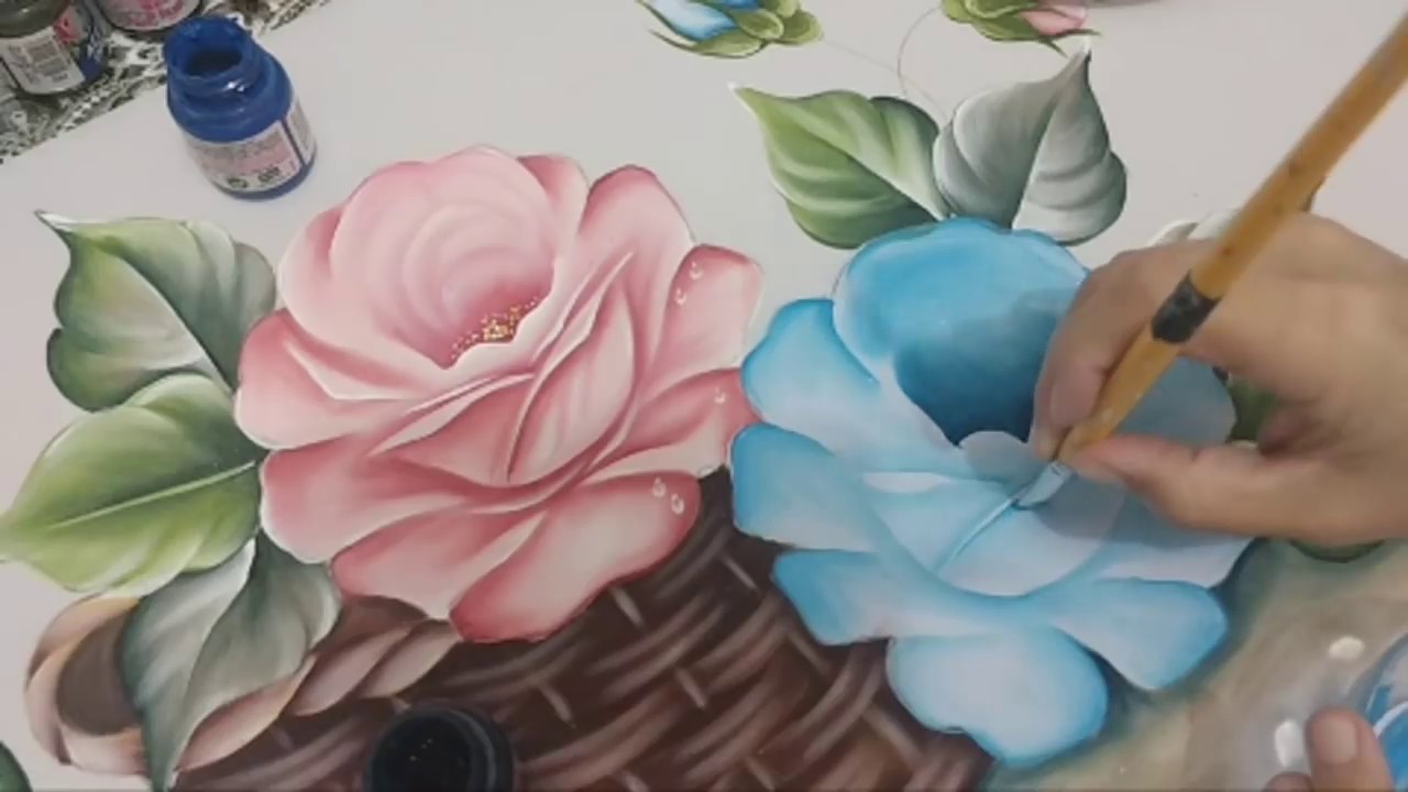 Pintando Rosas - Pintura No Oxford aula ao vivo