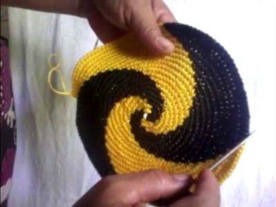 Como fazer boné em crochê com duas linhas tipo espiral.