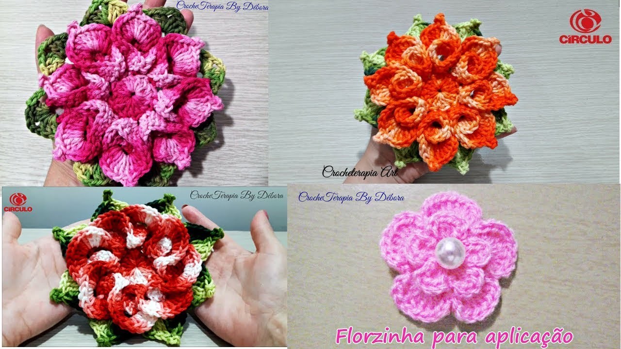 Flores de Crochê para Aplicação