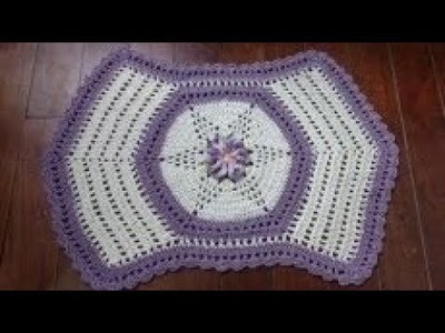 Tapete losango diferente com flor lilás, fácil de fazer (2.3)passo a passo-cristina crochê