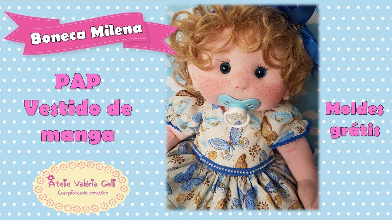 Vestido boneca Milena (MOLDES GRÁTIS)