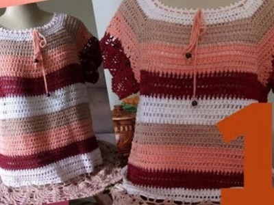 Blusa colorida de crochê - Parte 1 - pala