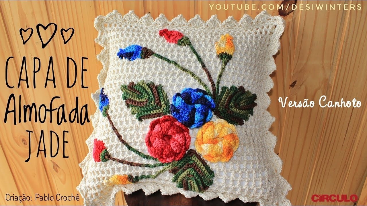 Capa de Almofada de Crochê Jade |Versão Canhoto| - Artes da Desi