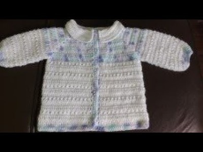 Casaquinho de crochê de lã,  para bebê de 0 a 3 meses fácil de fazer  (2.2)