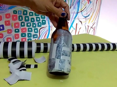 DIY garrafas com com papel de presente.