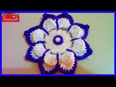 Flor de Crochê - Flor de crochê para aplicar no tapete de barbante