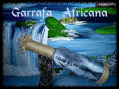 Garrafa Rústica com pintura em  Stencil (africana).