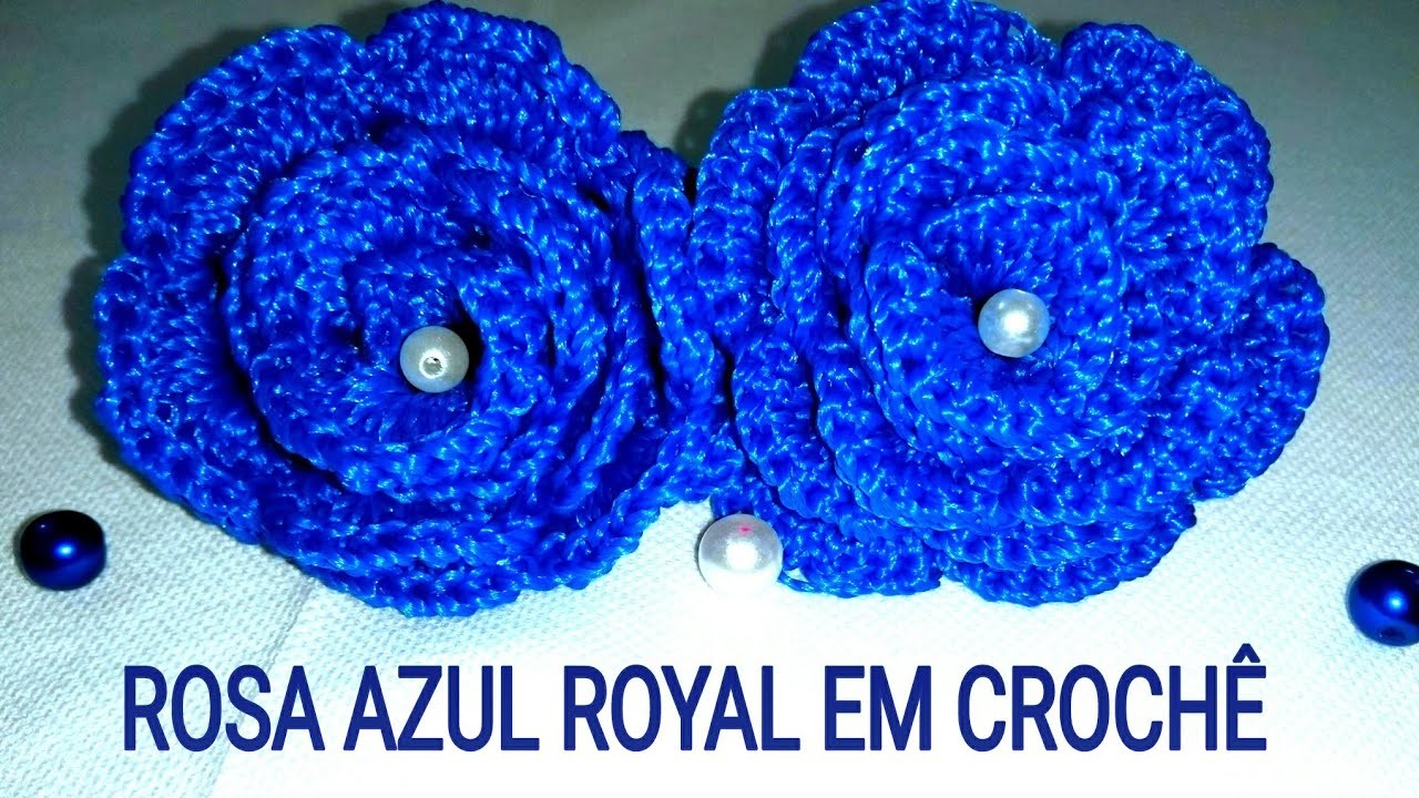 ????ROSA AZUL ROYAL EM CROCHÊ ????PARA BUQUÊ DE NOIVINHA????#1