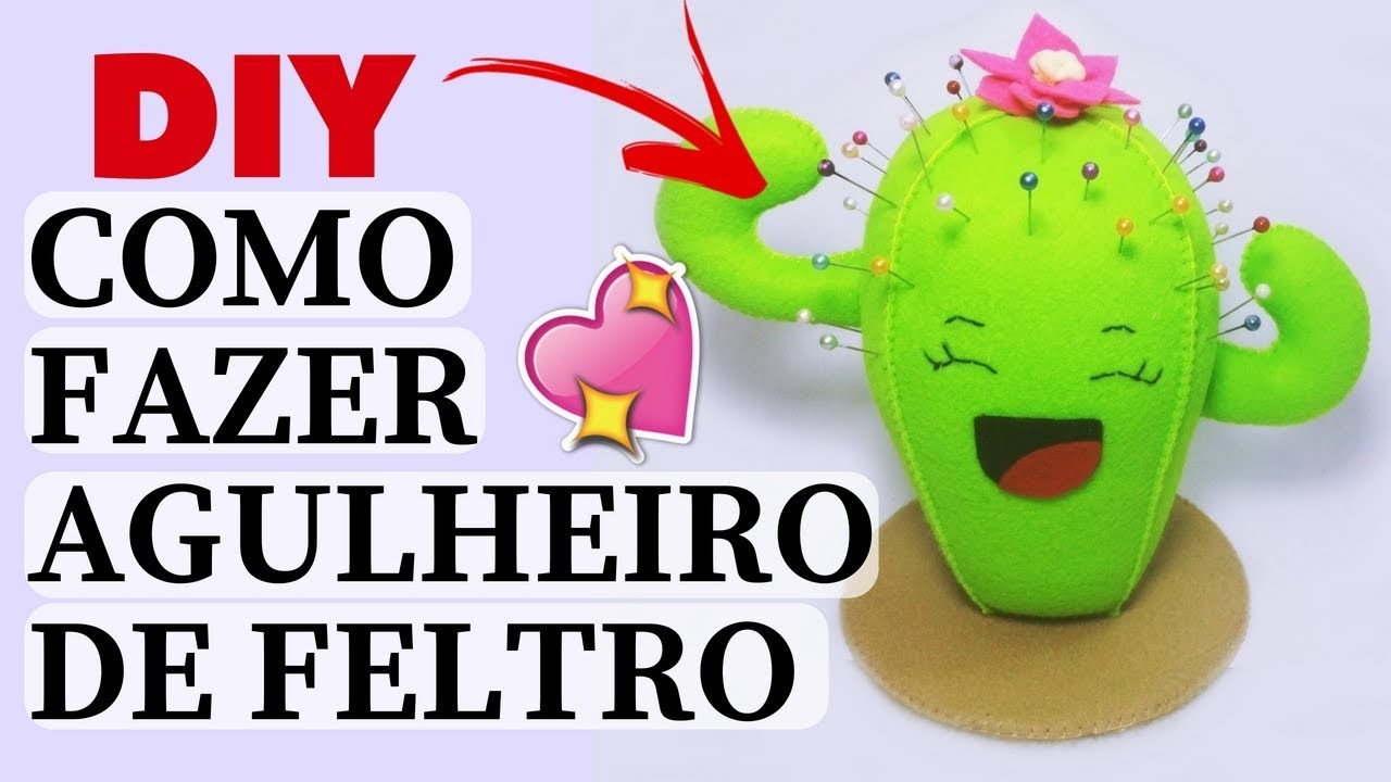 Alfineteiro Cactos de Feltro Com Base de CD