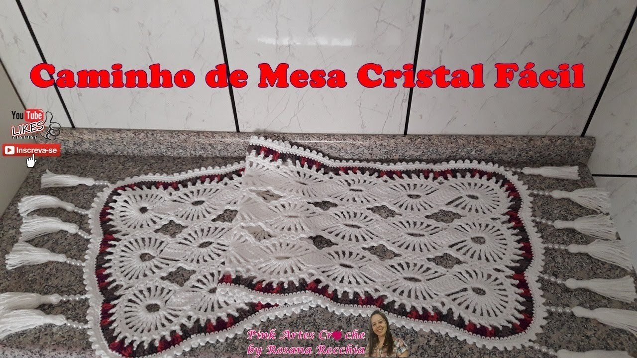 ????#  Caminho de Mesa Cristal Fácil - Pink Artes Croche by Rosana Recchia