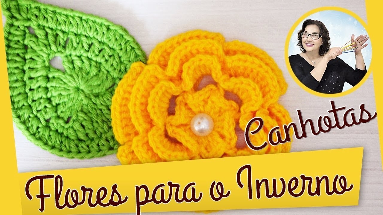 Como fazer essa linda flor em crochê de inverno para Canhotos - Edinir Croche Flores