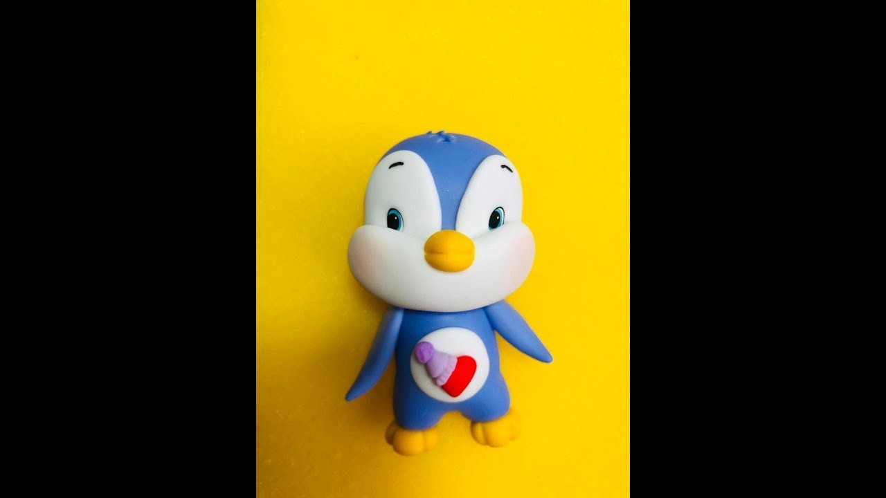 DIY - Pinguim coração de carinho - Ursinhos Carinhosos (Biscuit, Porcelana Fria, Polymer Clay)