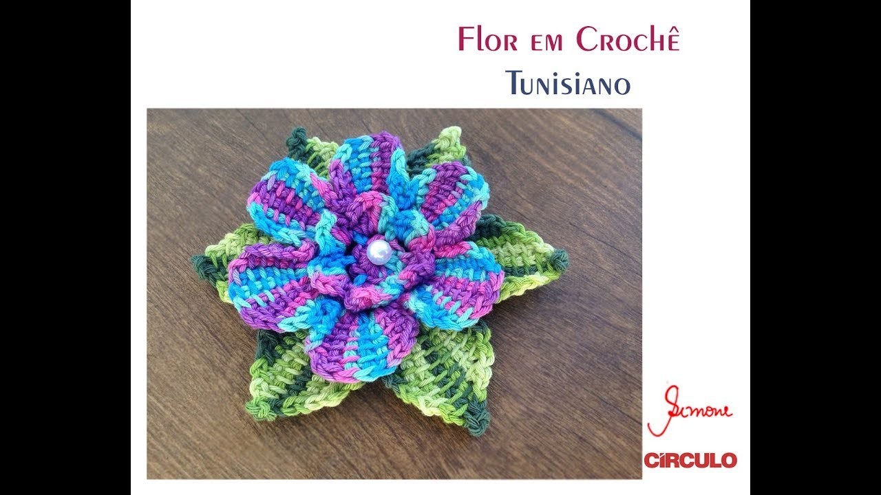 Flor em Crochê Tunisiano Scharlote