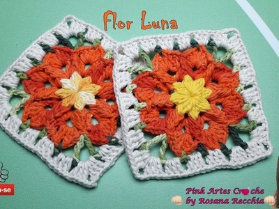 ????# Flor Luna em Croche - Pink Artes Croche by Rosana Recchia