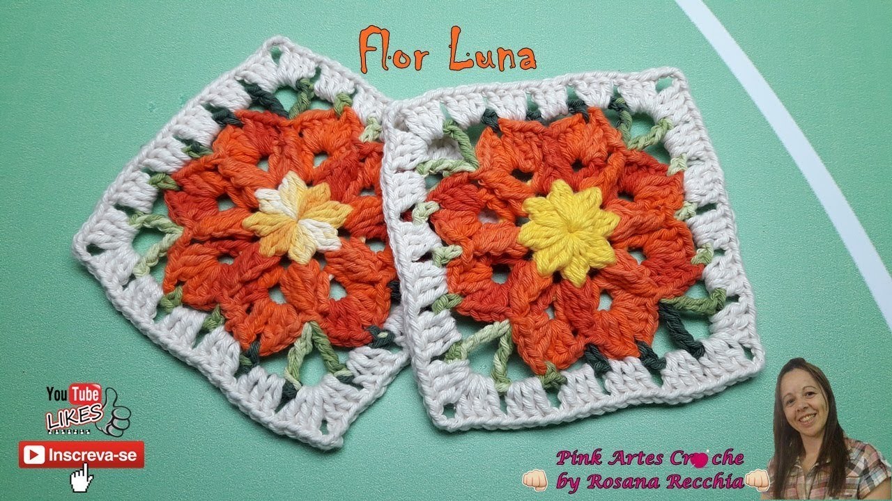 ????# Flor Luna em Croche - Pink Artes Croche by Rosana Recchia