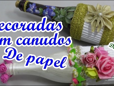 GARRAFAS DECORADAS COM CANUDOS DE PAPEL SULFITE