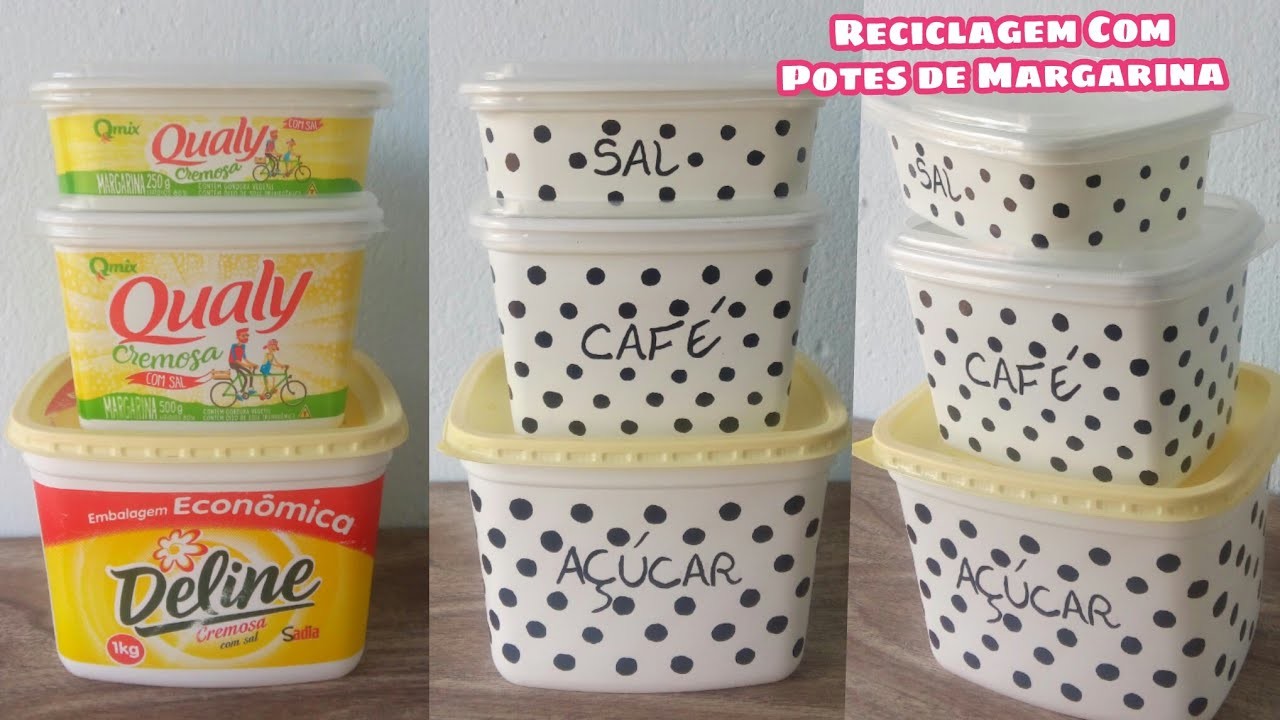 Reciclagem de potes de margarina bonita e fácil