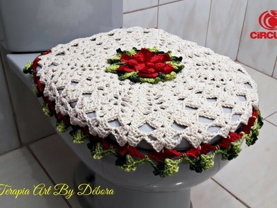 Tampa do Vaso - Jogo de Banheiro em Crochê Floral