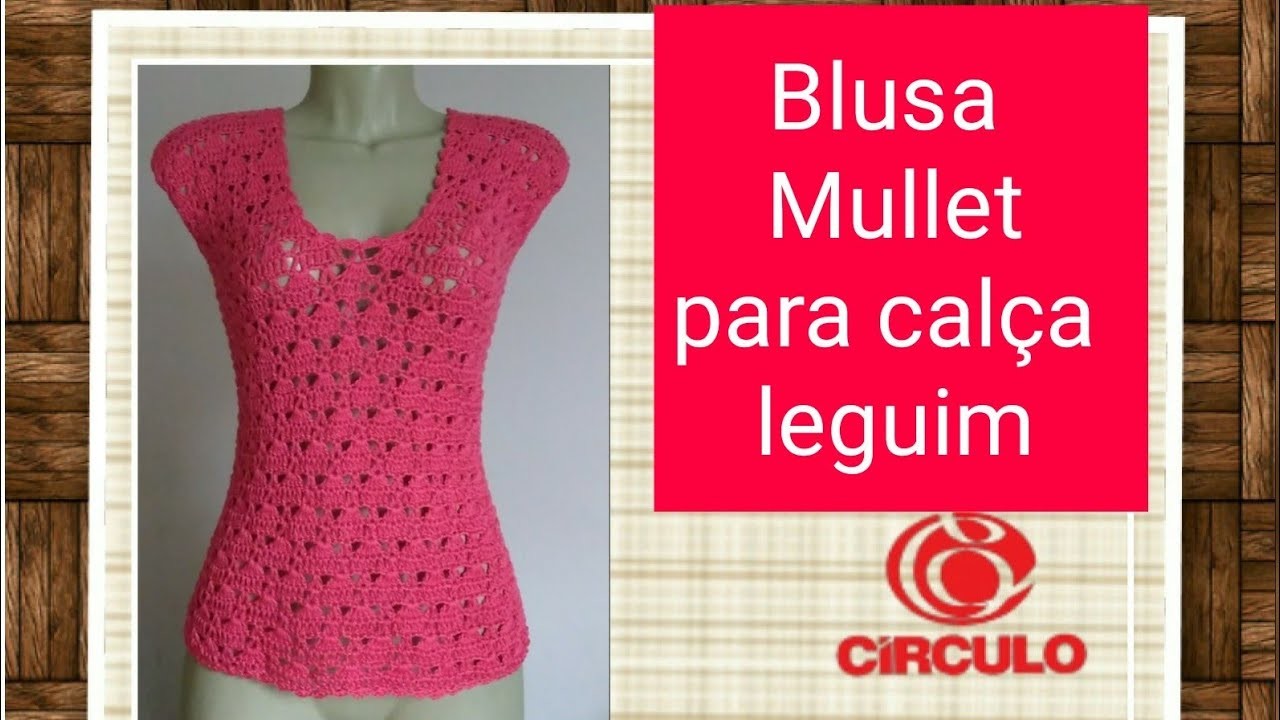 Versão destros: Blusa Mullet para usar com calça legging em crochê (tam. M grande) # Elisa Crochê