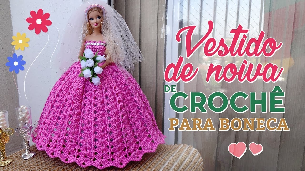 Vestido de noiva de crochê para boneca | MUITO FÁCIL