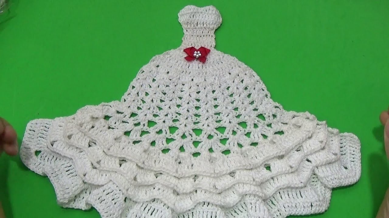 Vestido em croche para pano de prato