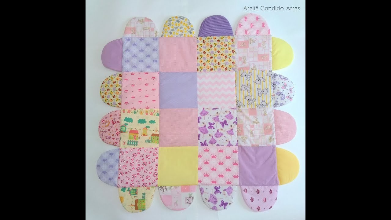 Aula manta para bebê pétalas - manta para bebê em patchwork
