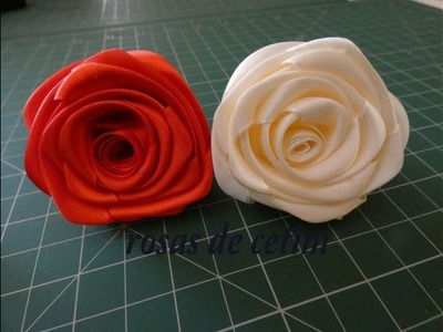 Diy como fazer rosas de cetim fácil. fabric flowers easy