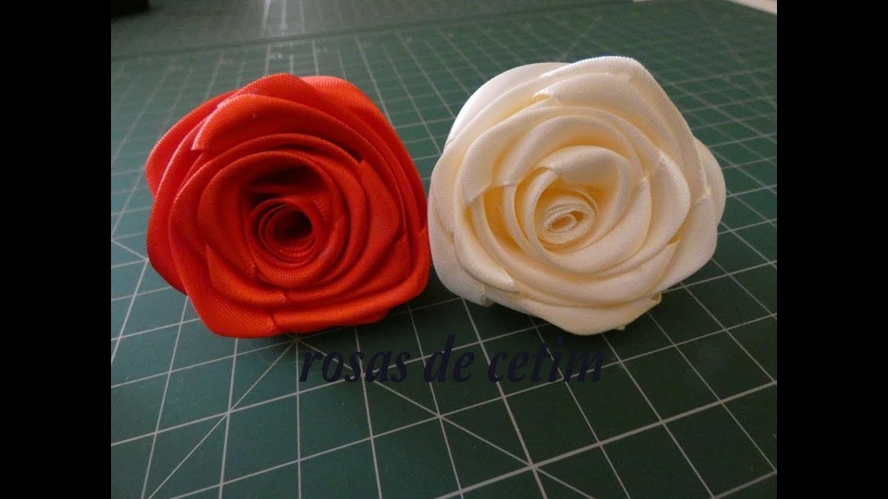 Diy como fazer rosas de cetim fácil. fabric flowers easy