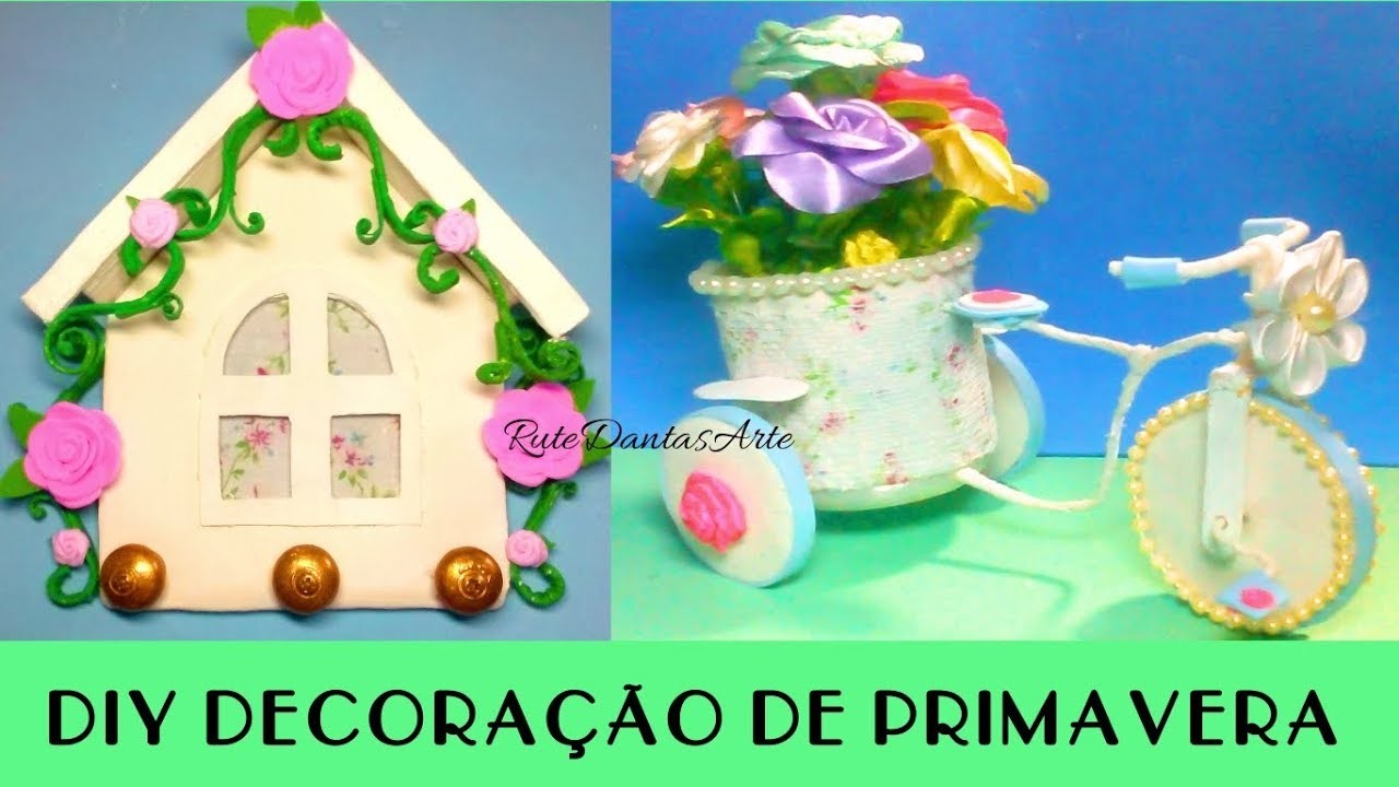 DIY DECORAÇÃO DE PRIMAVERA: TRICICLO FLORAL E CASINHA PORTA-CHAVES ( parte 1) #spring #homedecor
