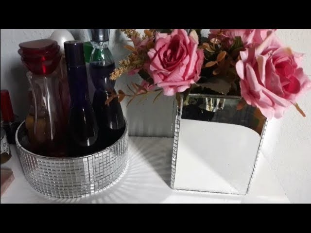 Diy-Porta perfumes e vaso espelhado-Decoraçao do lixo ao luxo