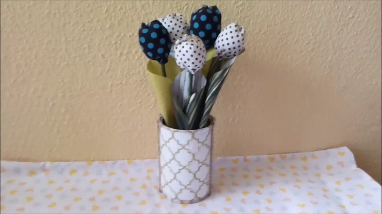 DIY - VASO COM TULIPAS DE TECIDO COM LATA