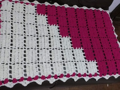 Tapete de crochê dual color pequeno, fácil de fazer ( 2.2)