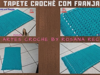 ????# Tapete Fácil Retangular em crochê com Franjas - Pink Artes Croche by Rosana Recchia